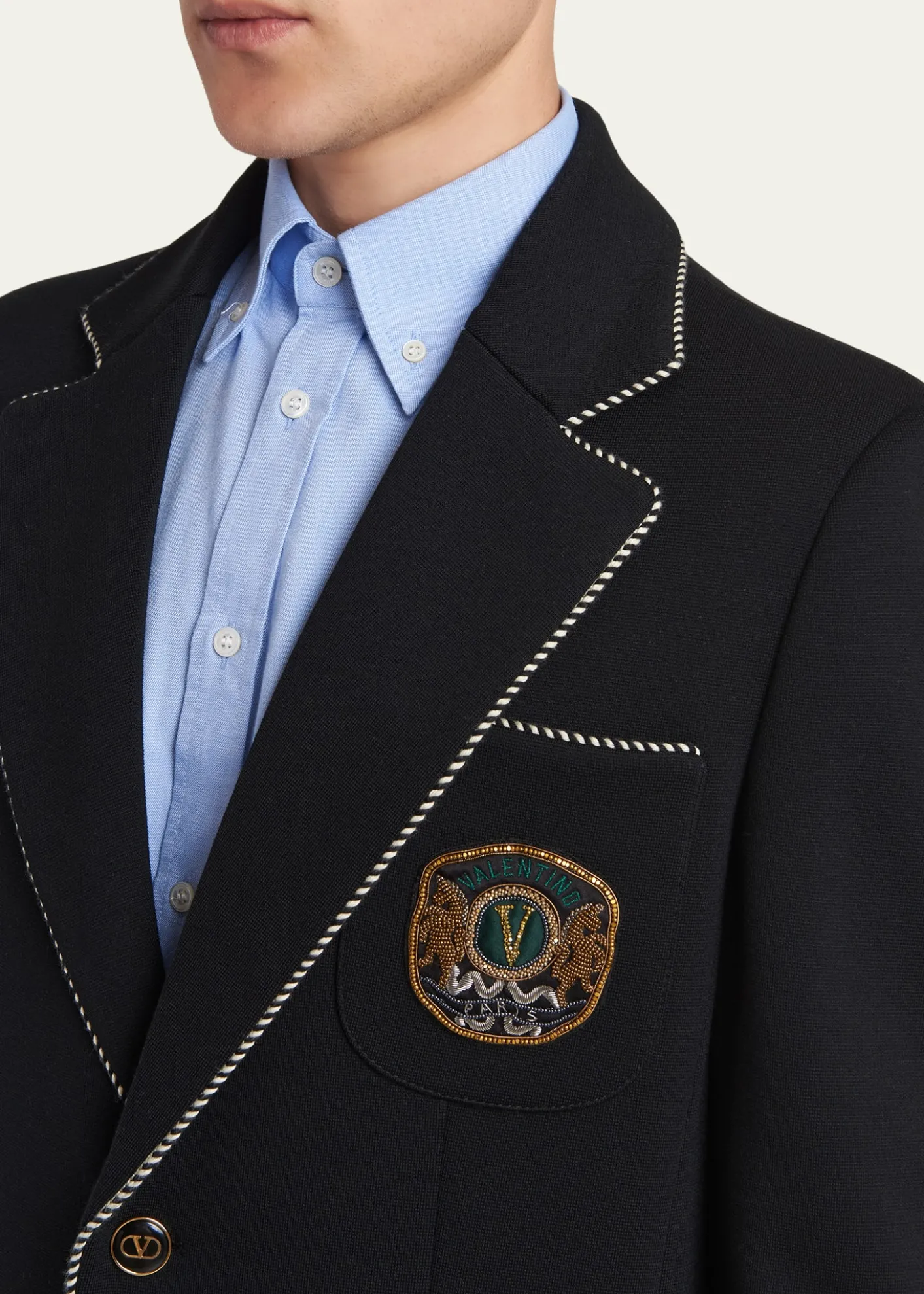 Valentino GaravaniMen's Valentino Single Breasted Wool Jacket with Logo Patch