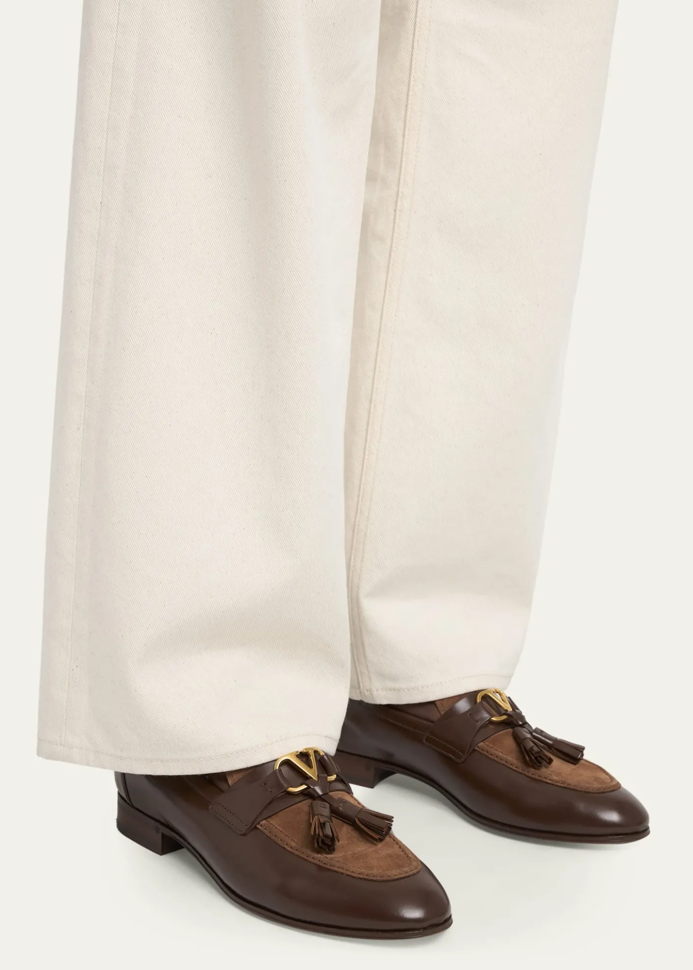 Valentino GaravaniMen's Vaniteux VLogo Leather & Suede Tassel Loafers