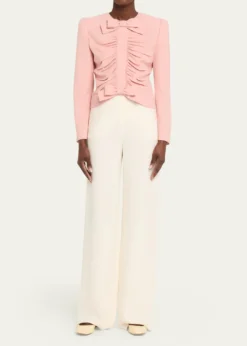 Valentino GaravaniMetallic Floral Jacquard Cowl-Neck Top