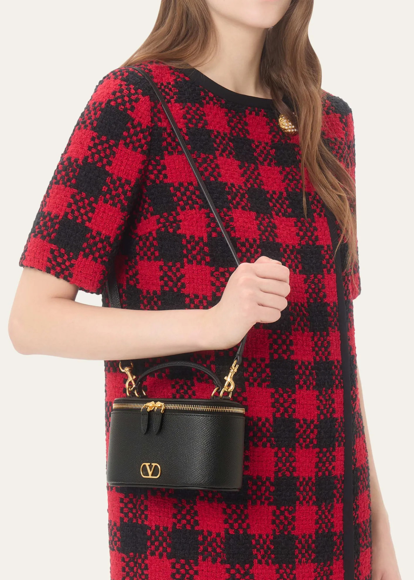 Valentino GaravaniMini Grain Leather Vanity Bag