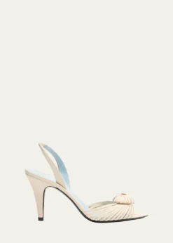 Valentino Garavani85mm Coeur VLogo Leather Slingback Pumps