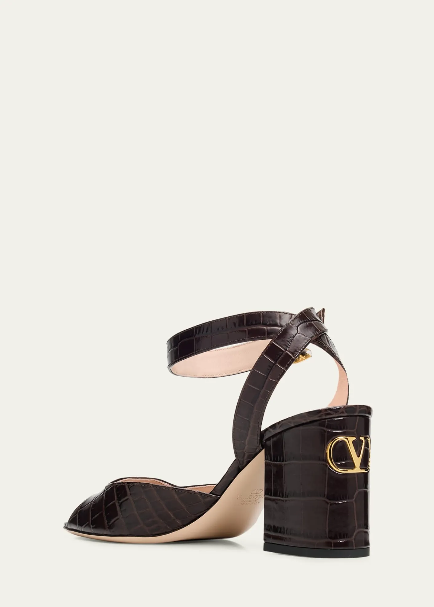 Valentino Garavani75mm Fawcette Croc-Embossed Leather Sandals