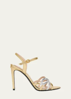 Valentino Garavani100mm Metallic Leather Ankle-Strap Sandals