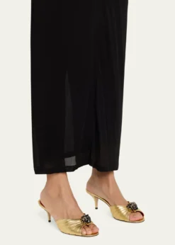 Valentino Garavani55mm Panthea Embellished Metallic Leather Mules