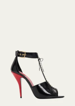 Valentino Garavani105mm Patent Leather Bustier T-Strap Sandals