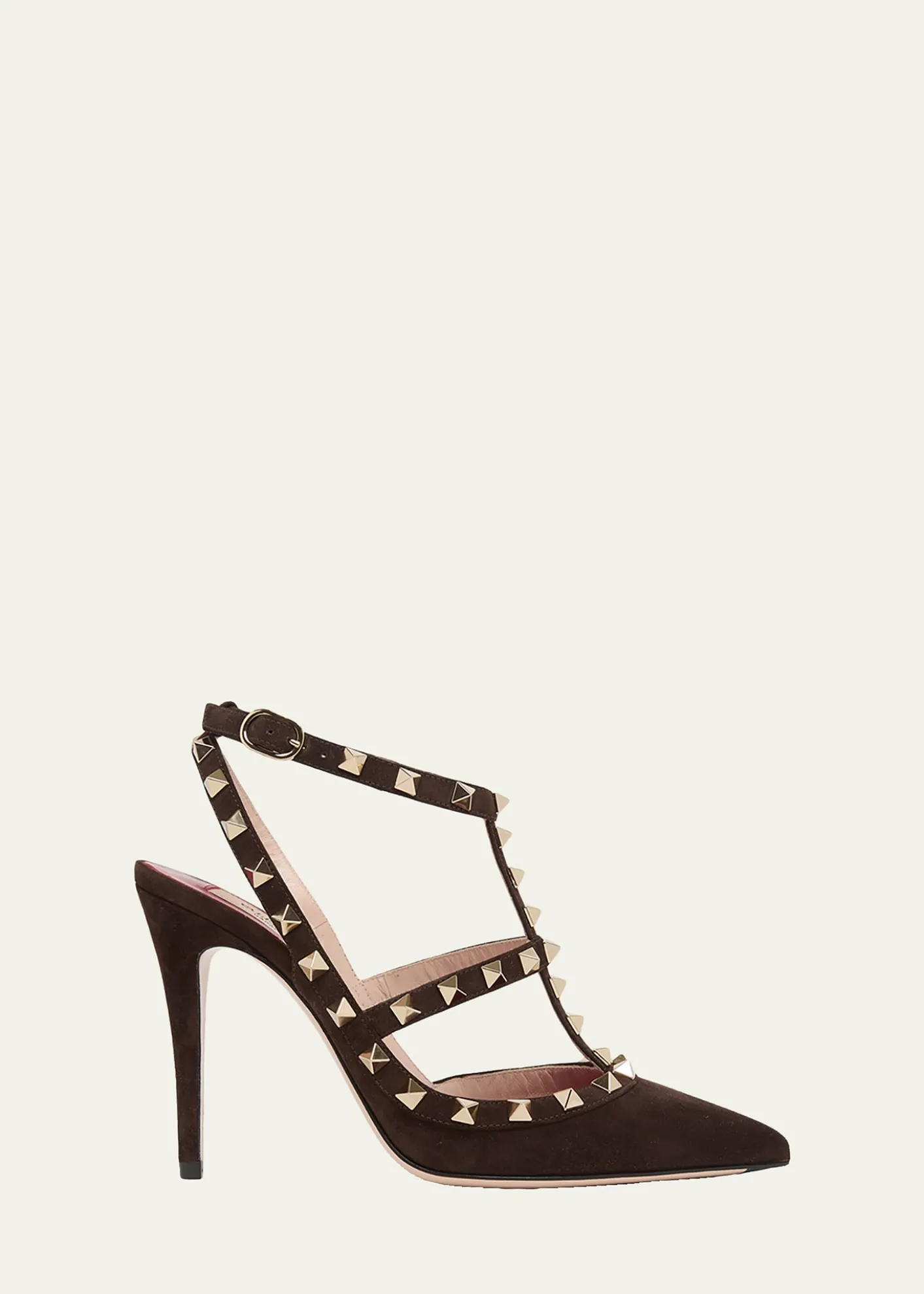 Valentino Garavani100mm Rockstud Suede Ankle-Strap Pumps