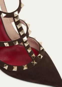 Valentino Garavani100mm Rockstud Suede Ankle-Strap Pumps