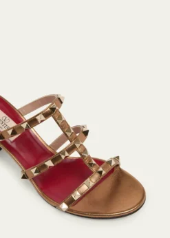 Valentino Garavani60mm Rockstud Laminated Nappa Leather Slide Sandals