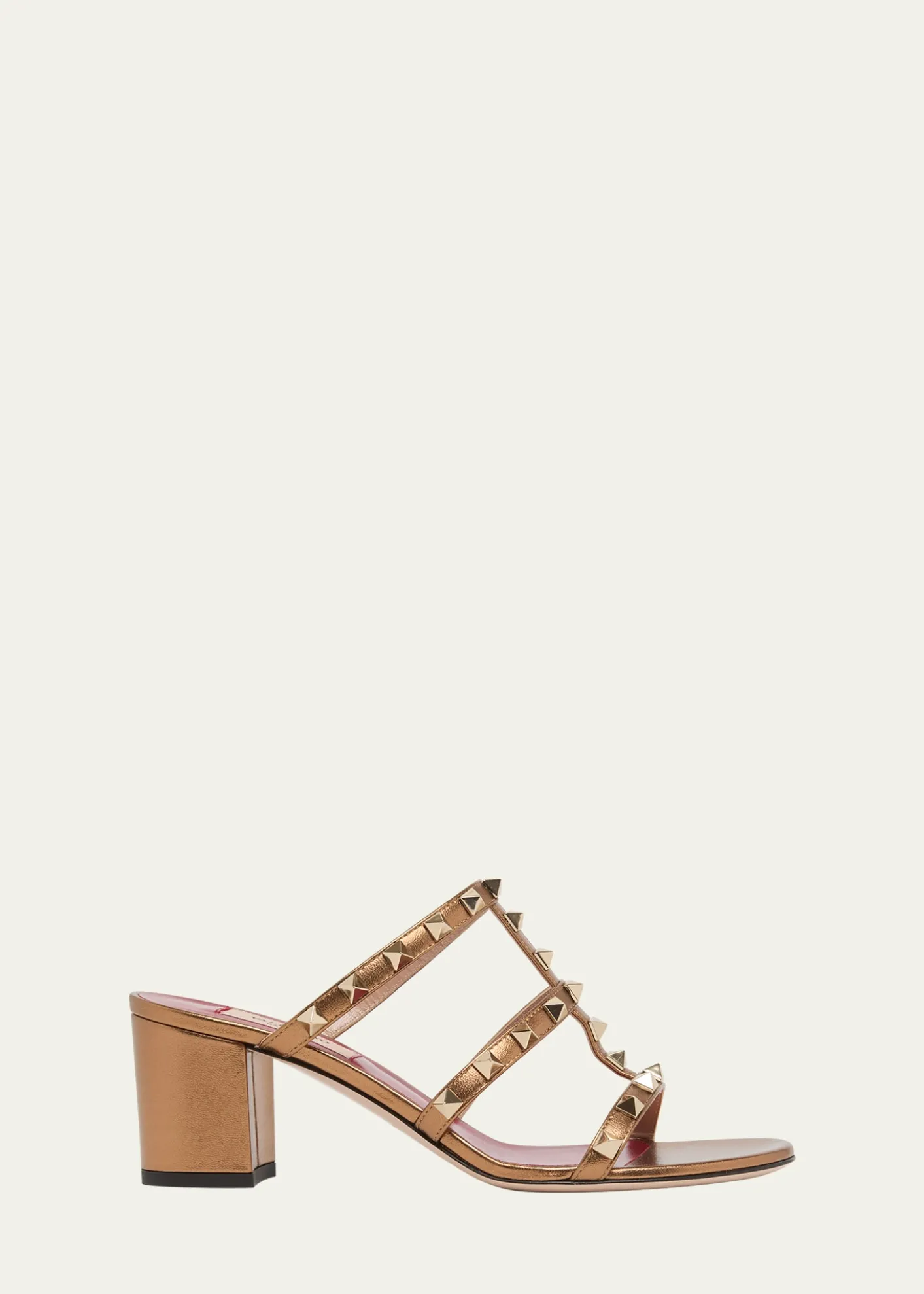 Valentino Garavani60mm Rockstud Laminated Nappa Leather Slide Sandals