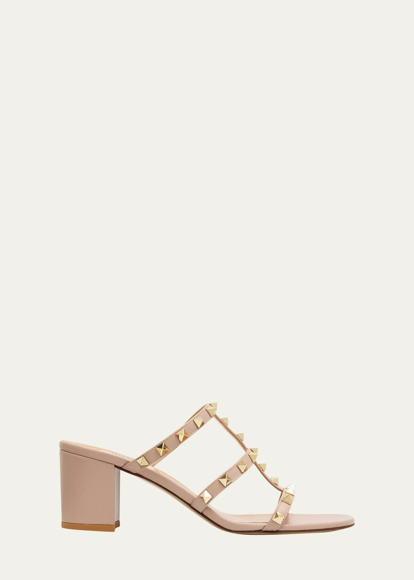 Valentino Garavani60mm Rockstud Caged Block-Heel Slide Sandals