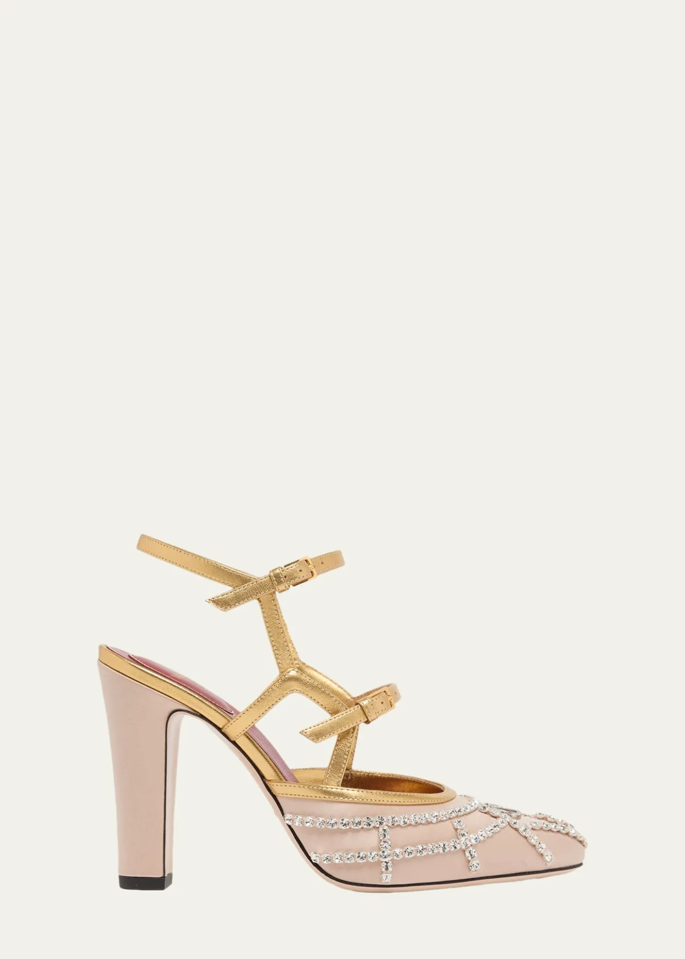 Valentino Garavani100mm VLogo Embellished Satin and Metallic Leather Pumps