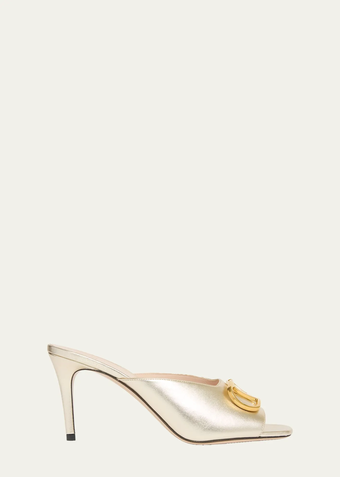Valentino Garavani80mm VLogo Signature Metallic Leather Mule Pumps