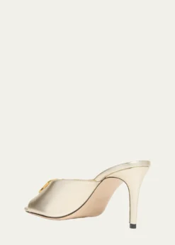 Valentino Garavani80mm VLogo Signature Metallic Leather Mule Pumps