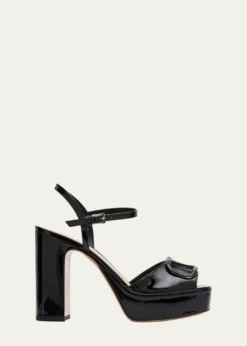 Valentino Garavani115mm VLogo Signature Patent Leather Platform Sandals