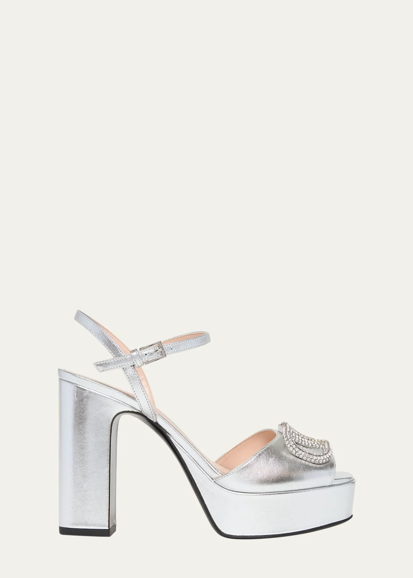 Valentino Garavani115mm VLogo Signature Metallic Leather Platform Sandals