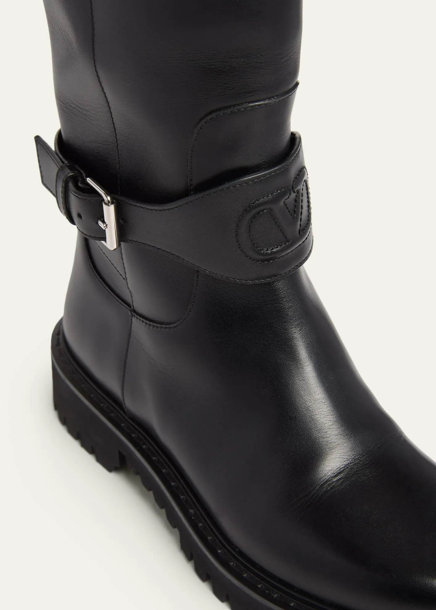 Valentino Garavani40mm VLogo Signature Leather Riding Boots
