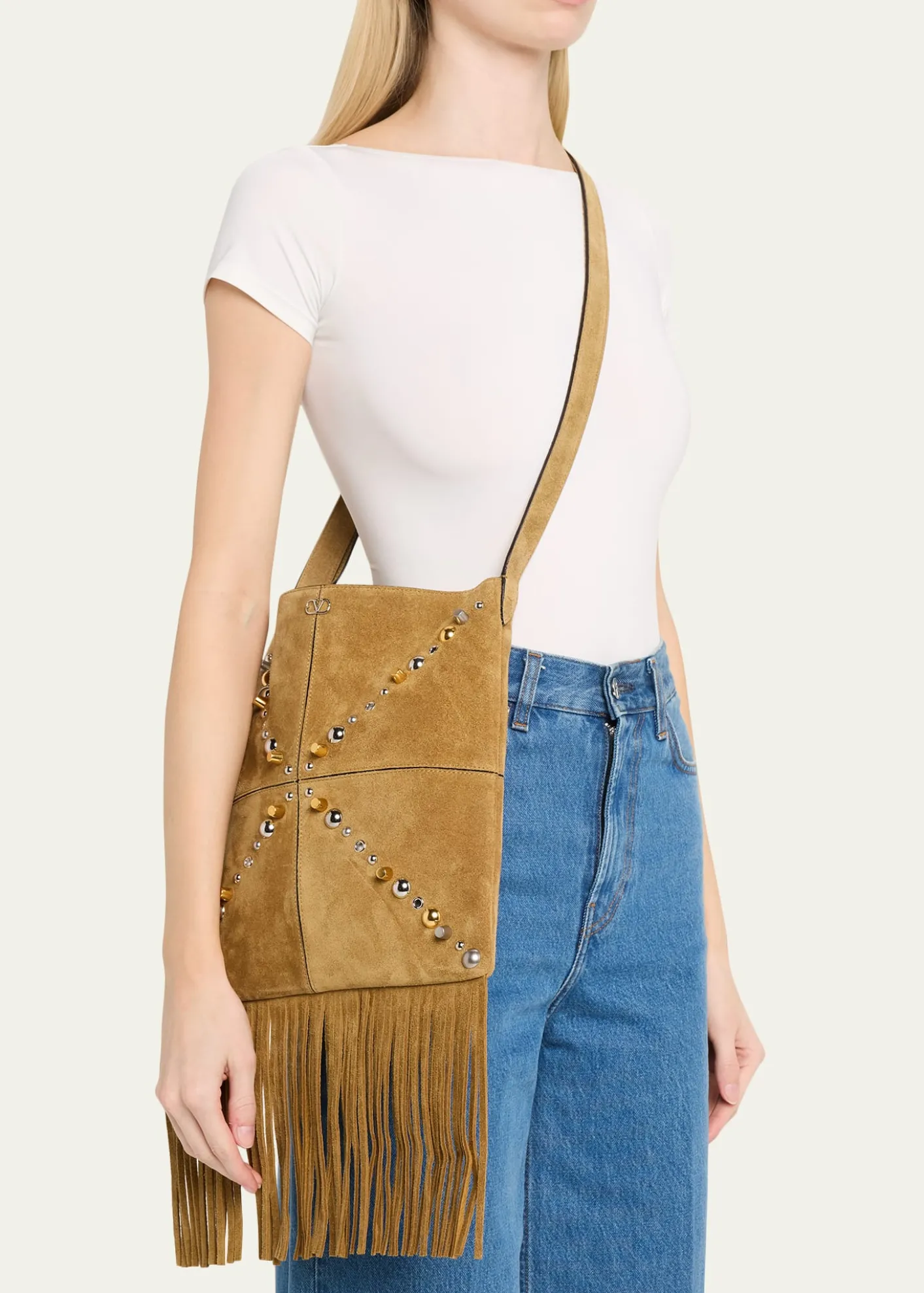 Valentino GaravaniNellcote Medium Studded Suede Crossbody Bag