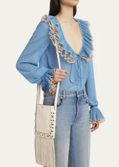 Valentino GaravaniNellcote Small Fringe Studded Leather Crossbody Bag