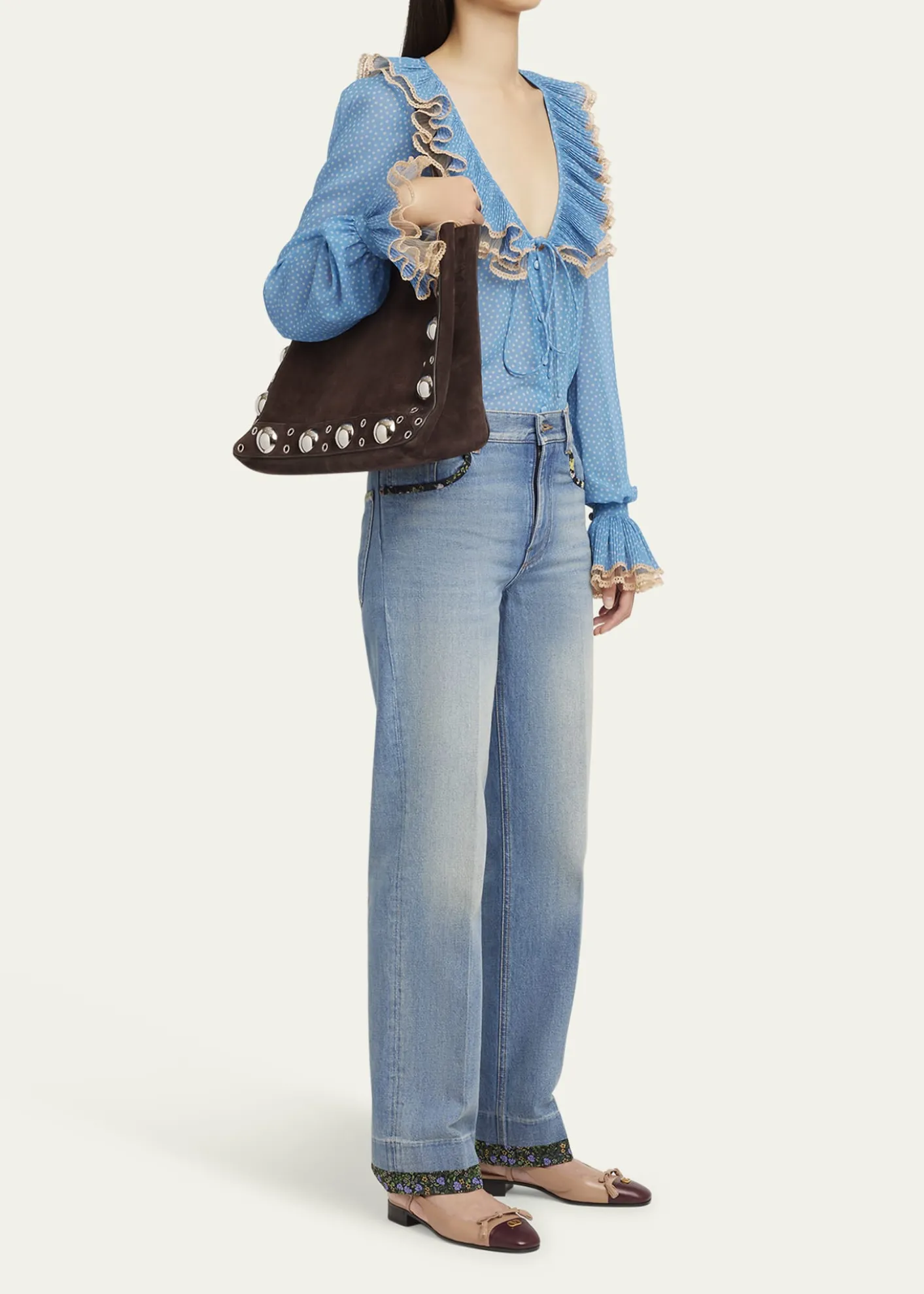 Valentino GaravaniNellcote Studded Suede Tote Bag