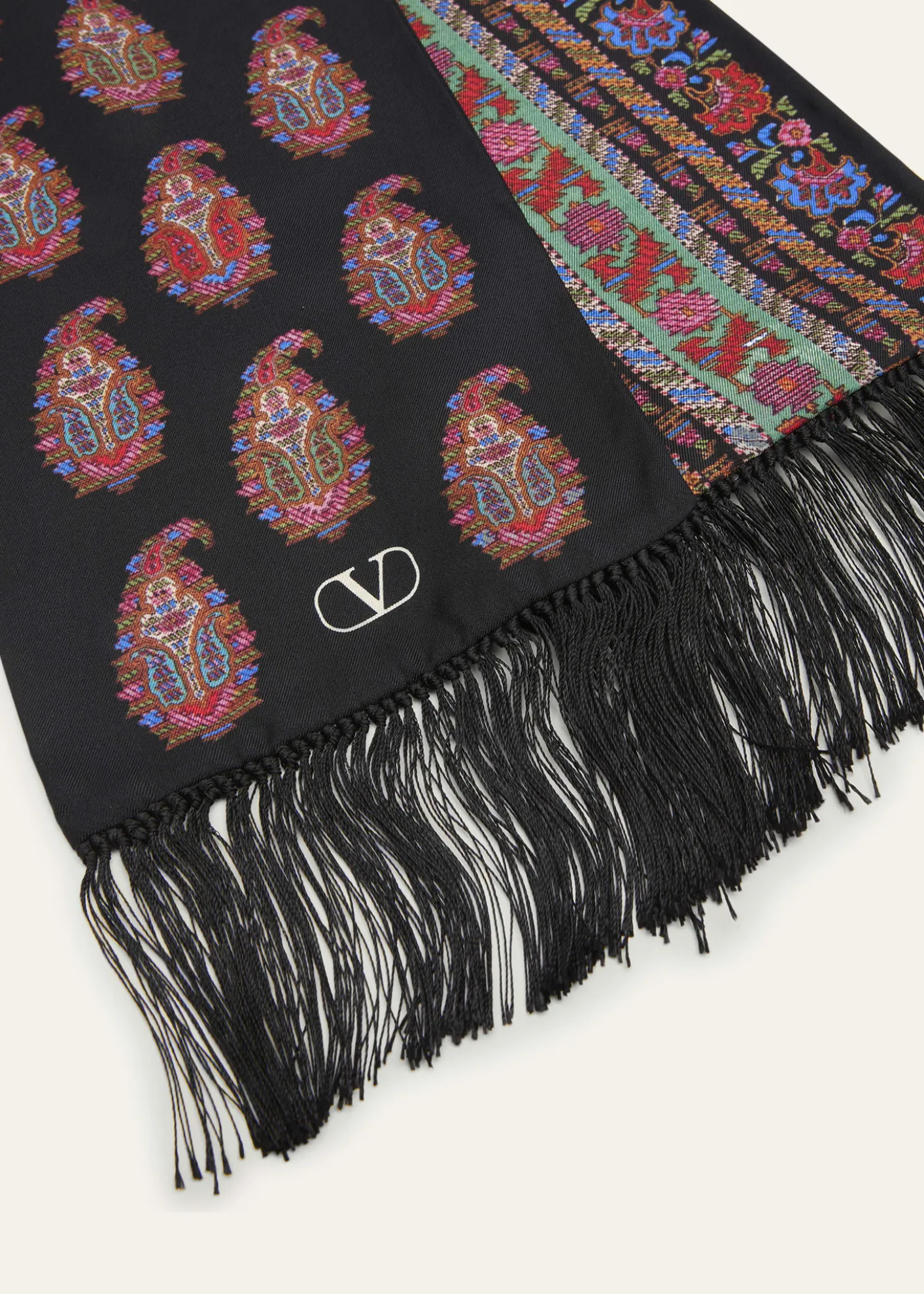 Valentino GaravaniPaisley Twill Fringe Scarf