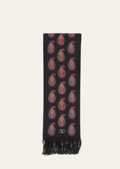 Valentino GaravaniPaisley Twill Fringe Scarf