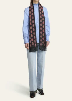 Valentino GaravaniPaisley Twill Fringe Scarf