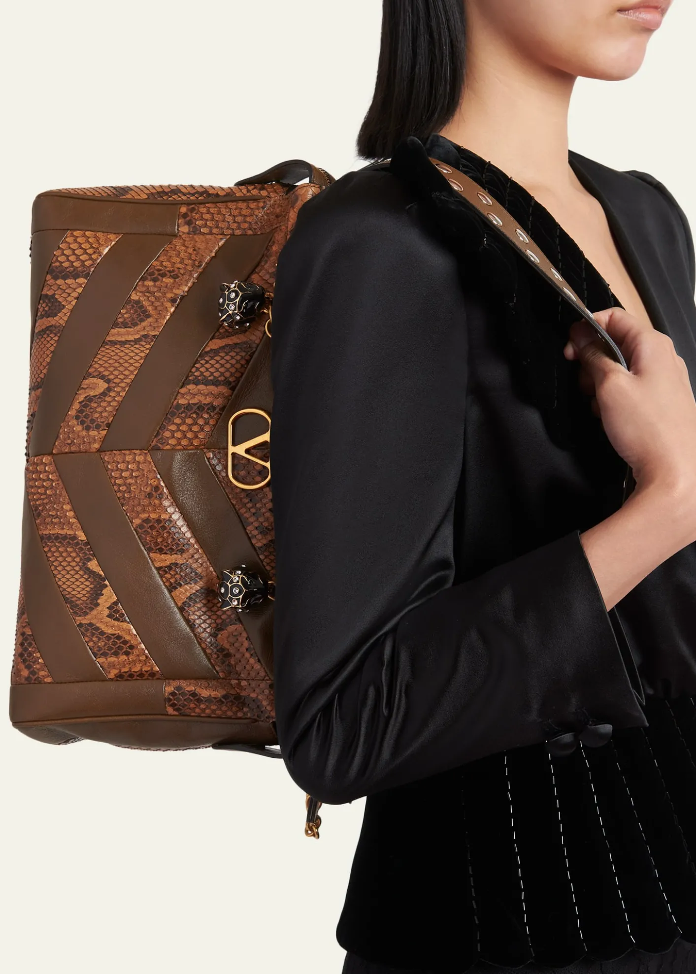 Valentino GaravaniPanthea Medium Patchwork Chevron Shoulder Bag