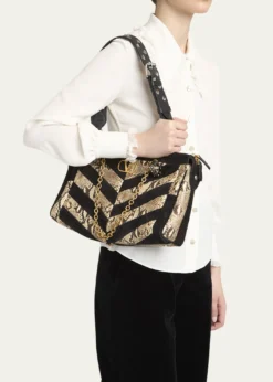 Valentino GaravaniPanthea Medium Patchwork Chevron Shoulder Bag