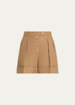Valentino GaravaniPleated Linen Tailored Shorts
