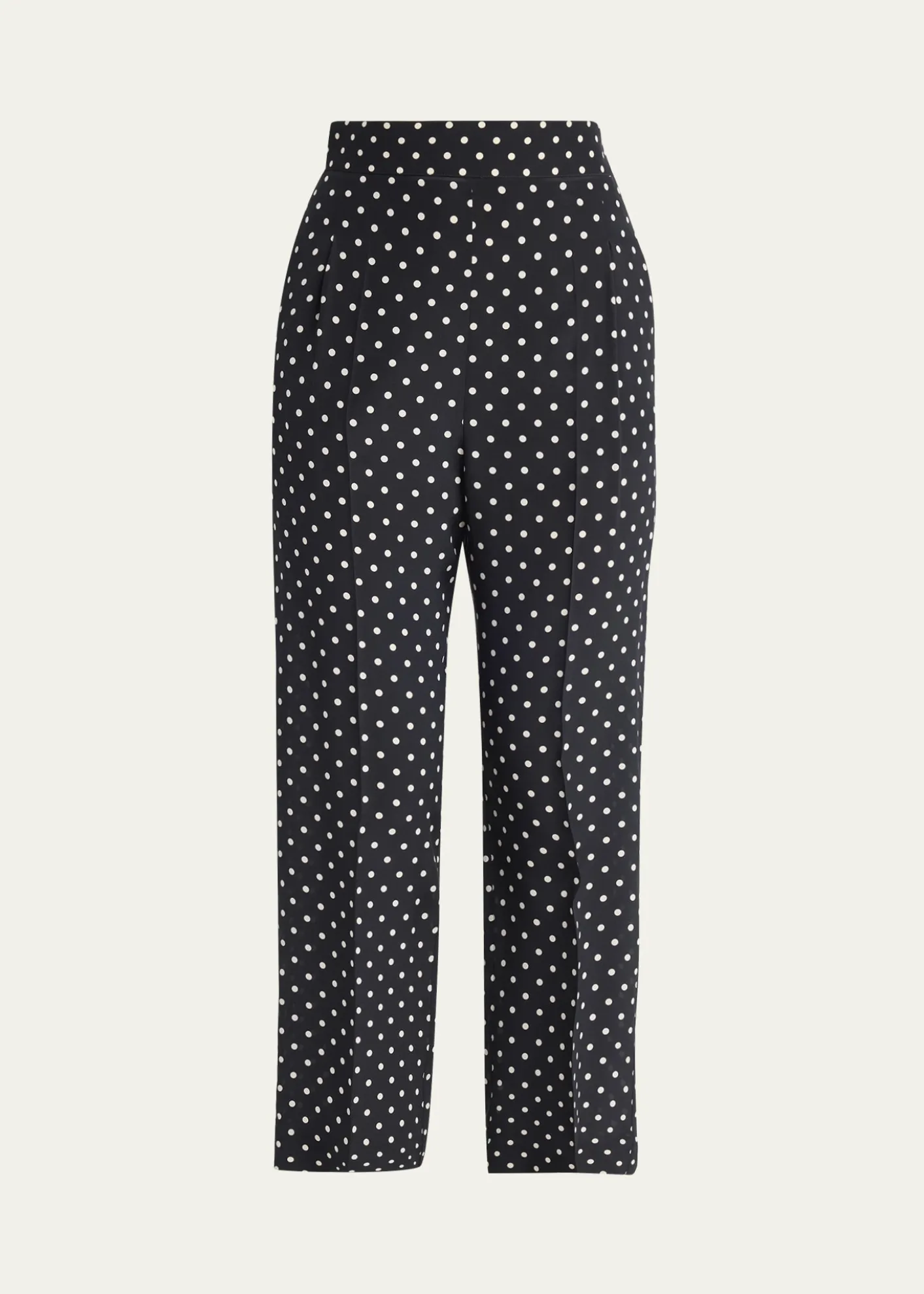 Valentino GaravaniPolka-Dot Silk Straight-Leg Ankle Pants