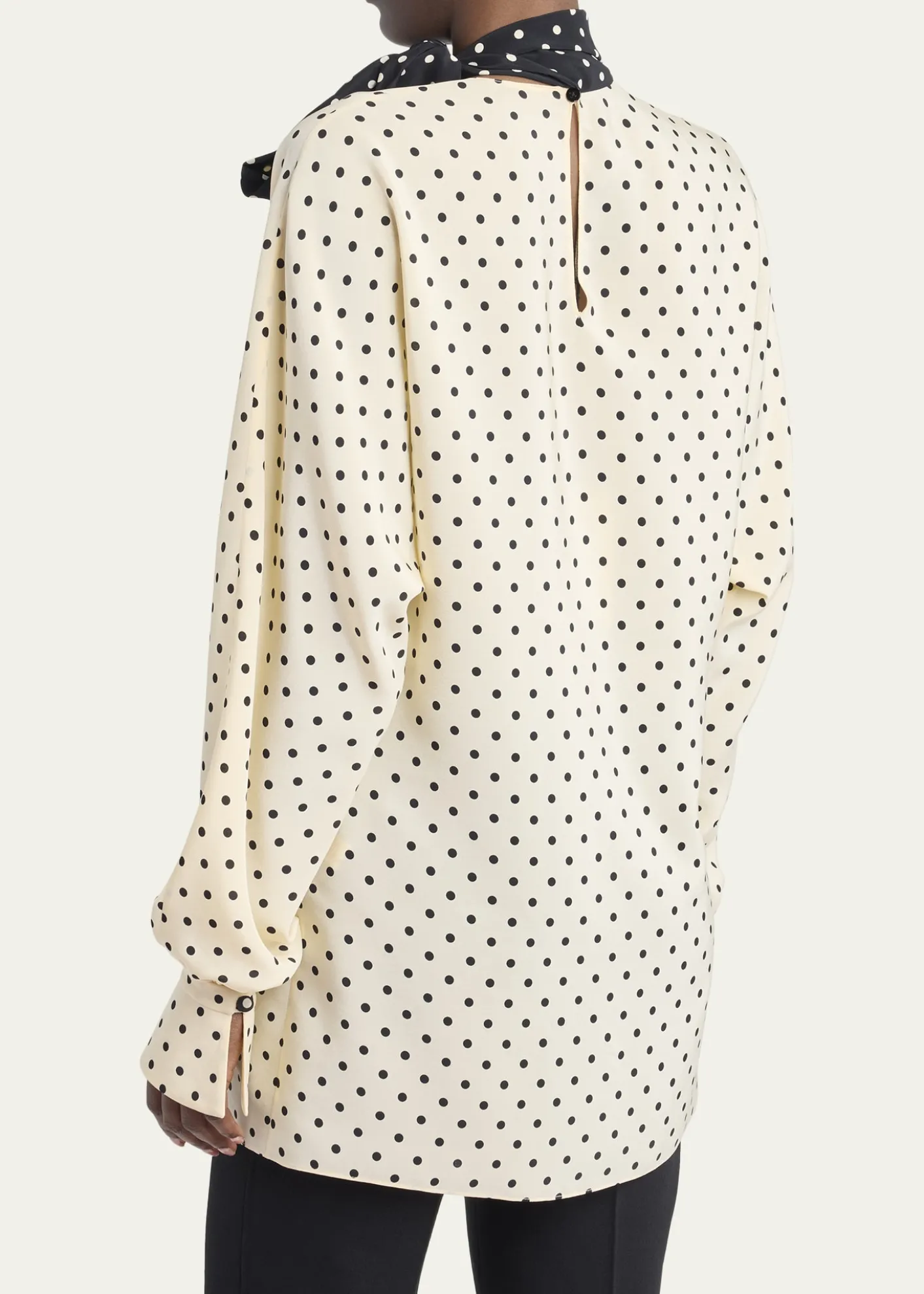 Valentino GaravaniPolkda-Dot Silk Crepe De Chine Neck Scarf Top