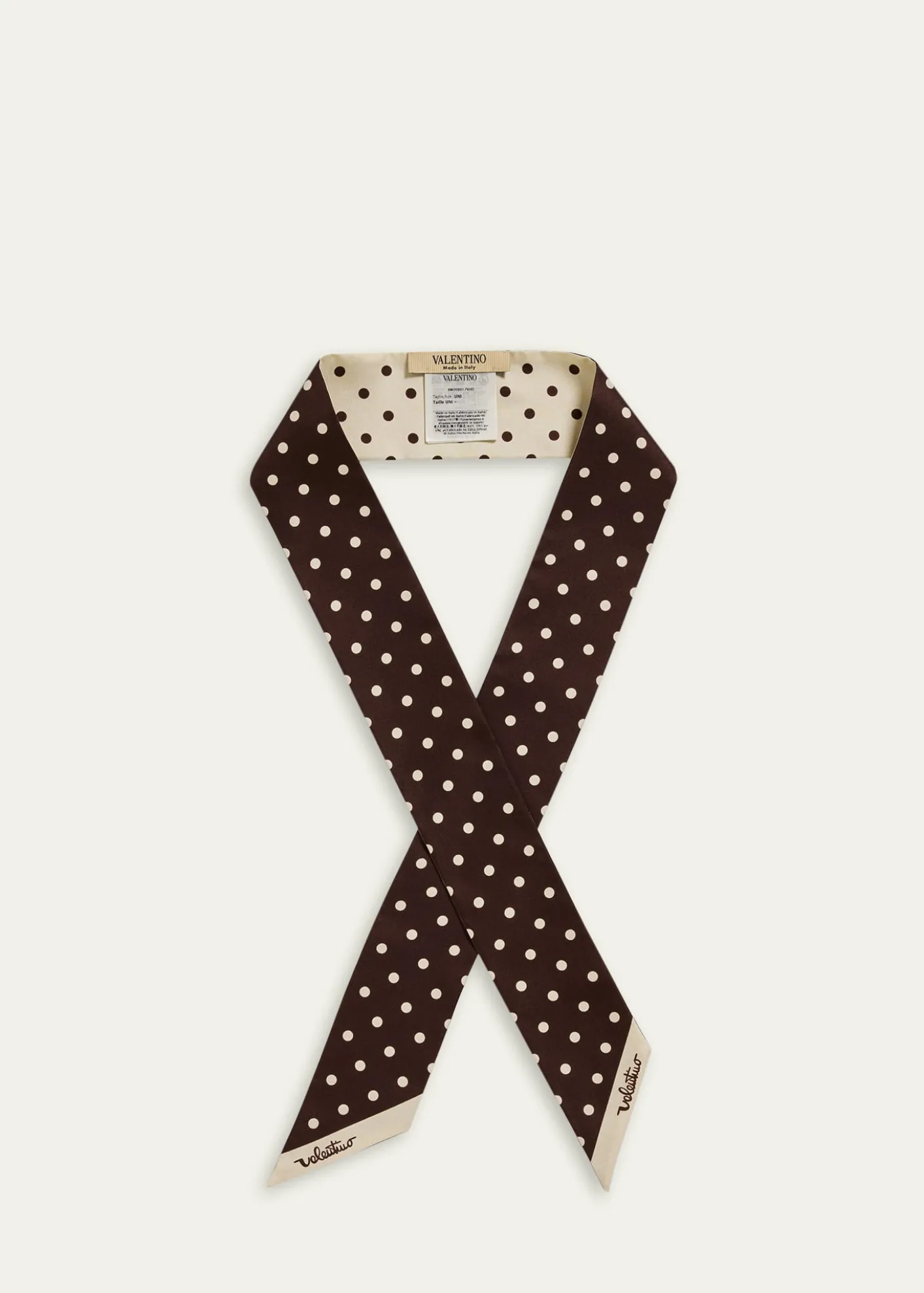 Valentino GaravaniReversible Silk Twill Skinny Scarf