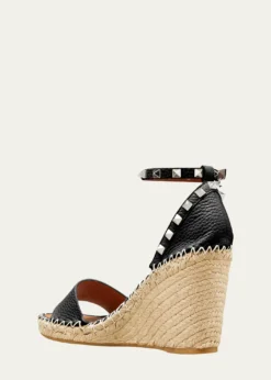 Valentino GaravaniRockstud Double Espadrille Wedge Sandals
