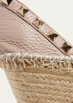 Valentino GaravaniRockstud Double Espadrille Wedge Sandals
