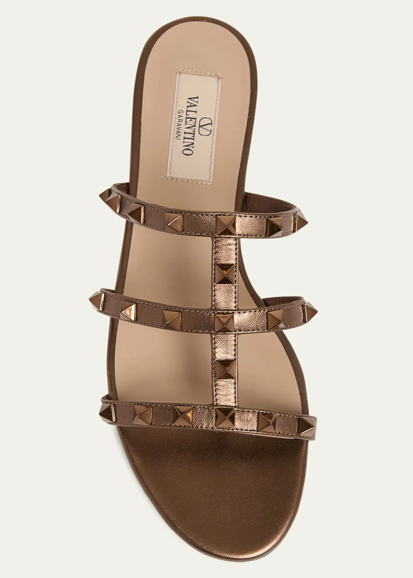 Valentino GaravaniRockstud Metallic City Flat Slide Sandals