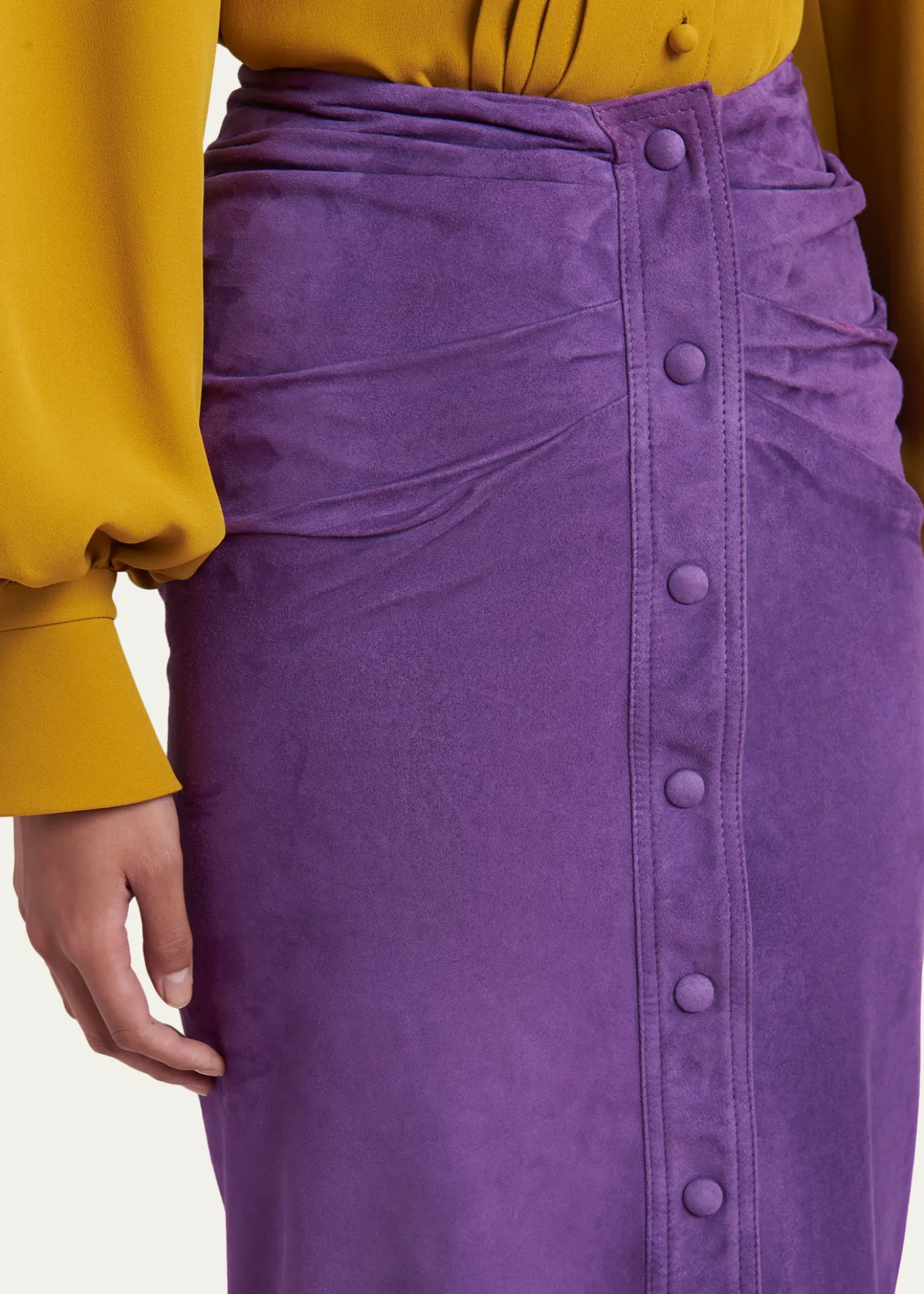 Valentino GaravaniRuched Suede Skirt