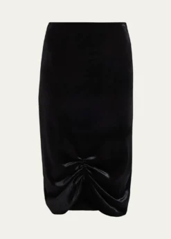 Valentino GaravaniRuched Velvety Midi Pencil Skirt
