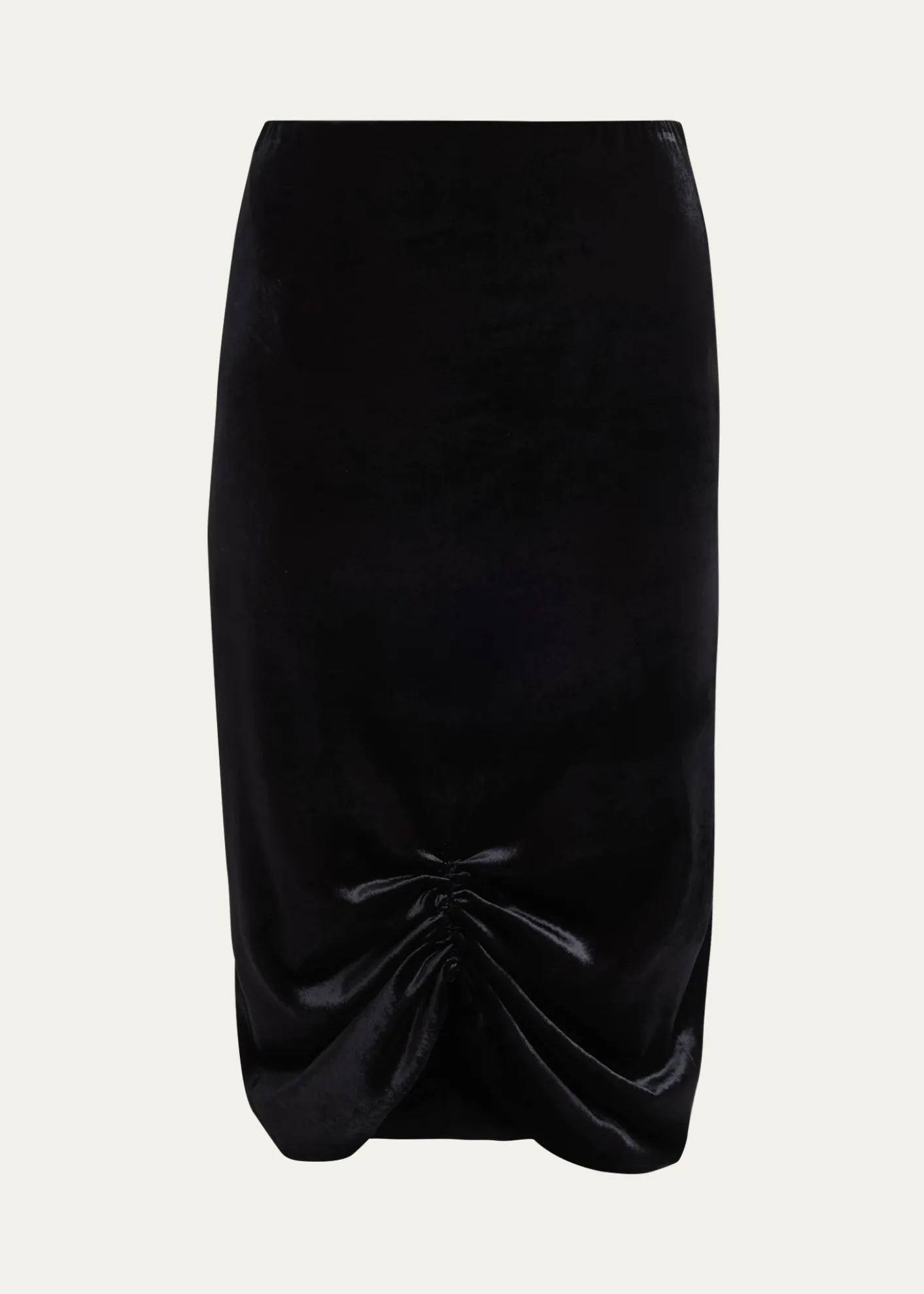 Valentino GaravaniRuched Velvety Midi Pencil Skirt
