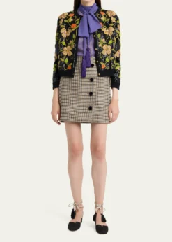 Valentino GaravaniSequined Floral Embroidered Crewneck Cardigan
