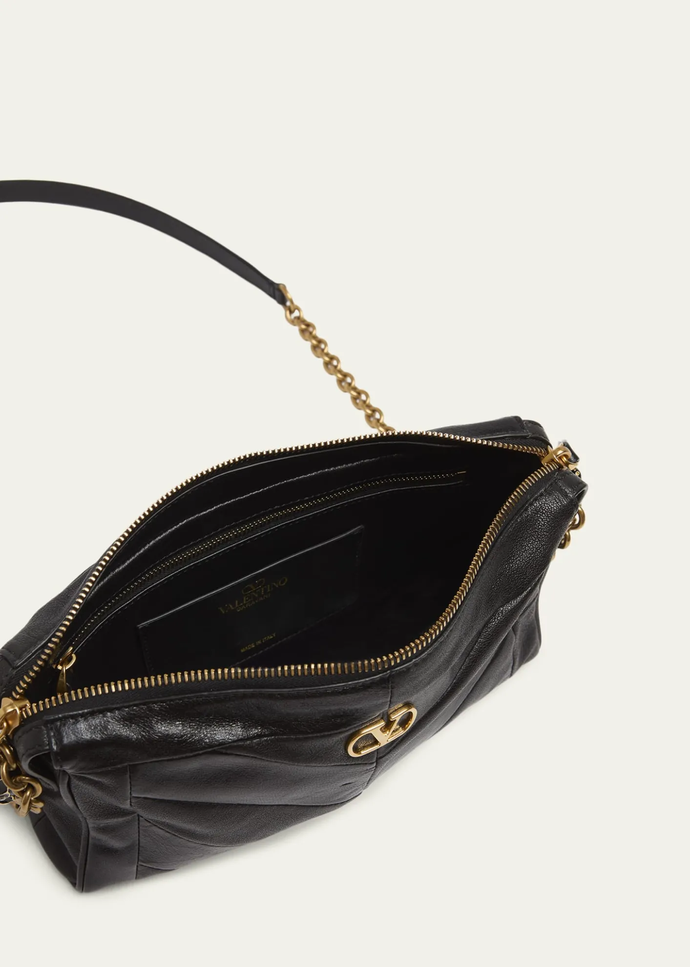 Valentino GaravaniSmall Chevron Patchwork Leather Shoulder Bag