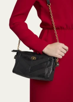 Valentino GaravaniSmall Chevron Patchwork Leather Shoulder Bag