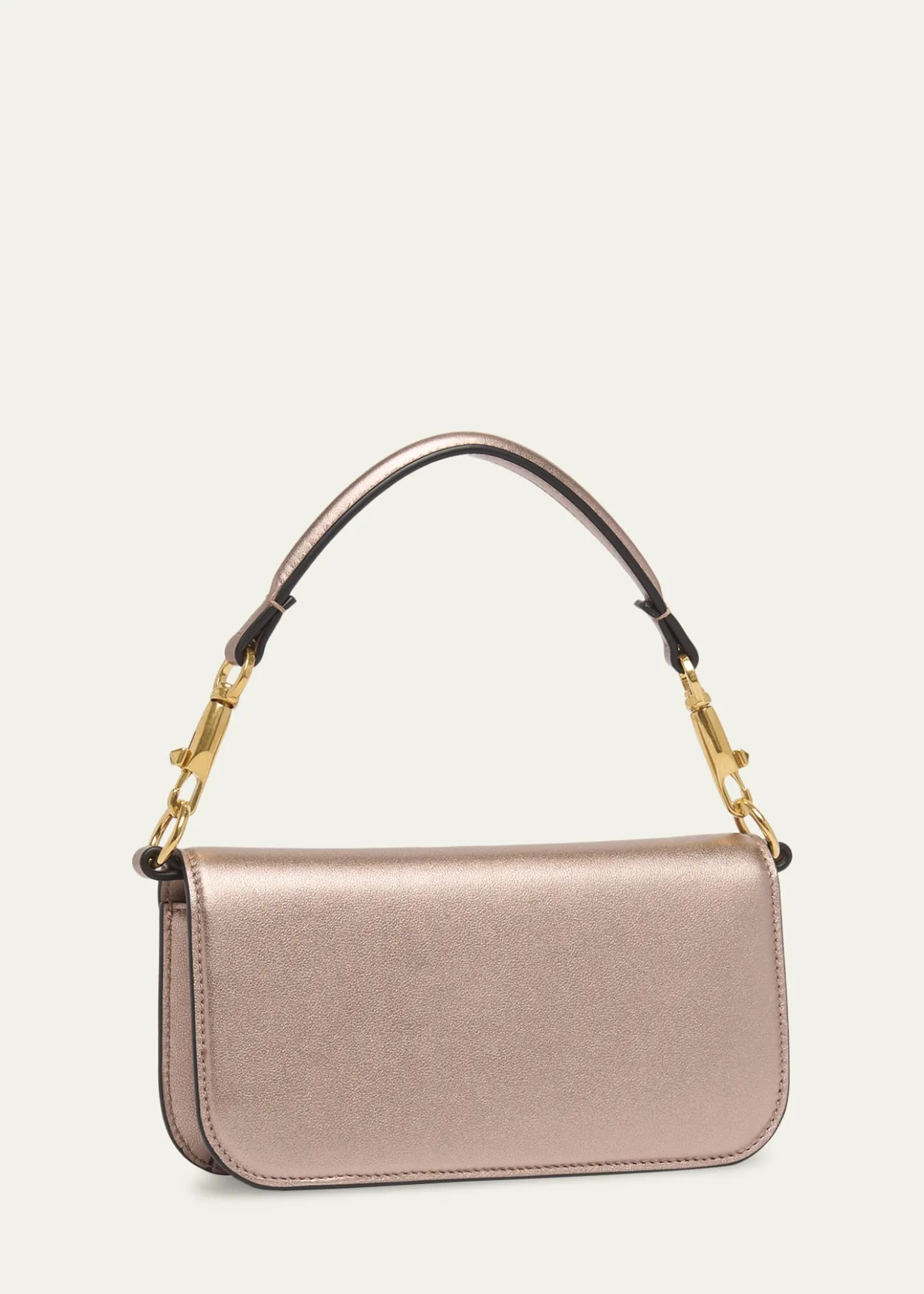 Valentino GaravaniSmall Crystal VLogo Metallic Leather Top-Handle Bag