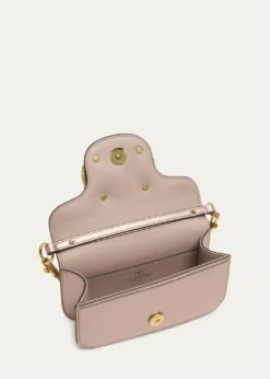 Valentino GaravaniSmall Crystal VLogo Metallic Leather Top-Handle Bag