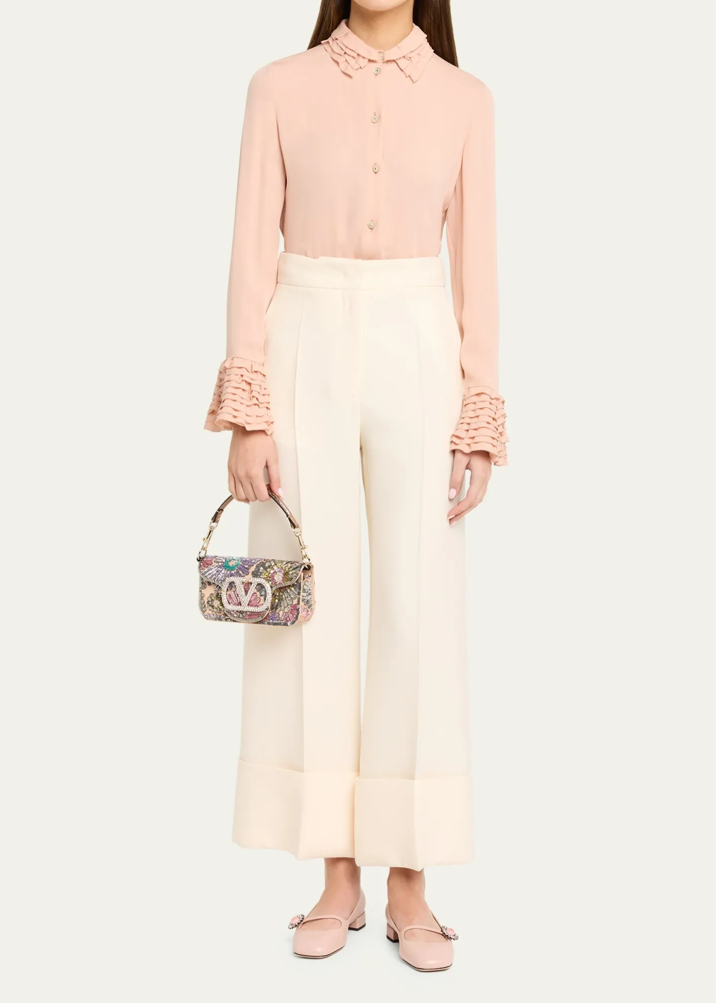 Valentino GaravaniSmall Crystal VLogo Sequin Burst Shoulder Bag