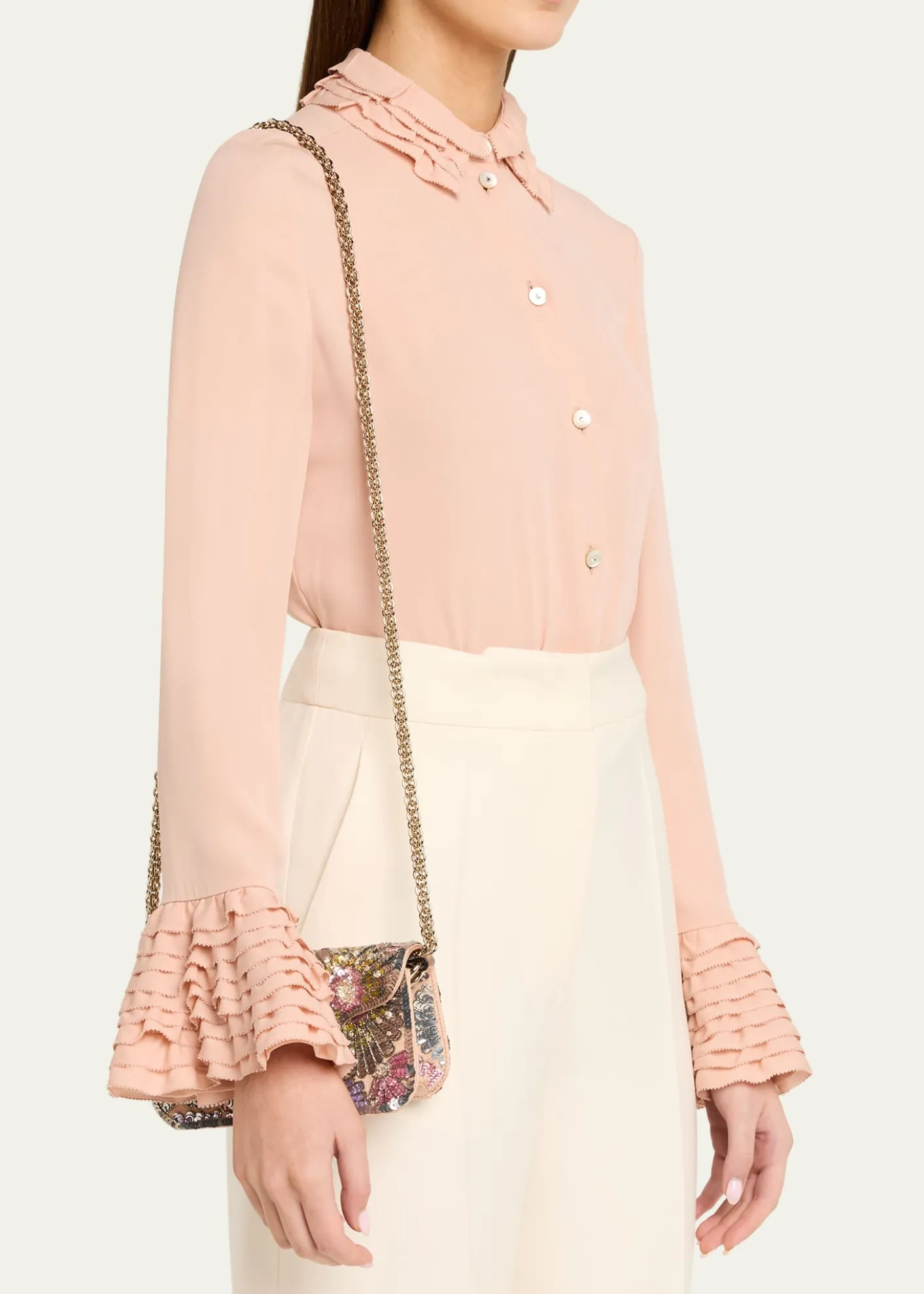 Valentino GaravaniSmall Crystal VLogo Sequin Burst Shoulder Bag