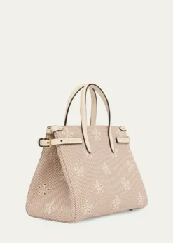 Valentino GaravaniSmall Eyelet-Embroidered Canvas Tote Bag