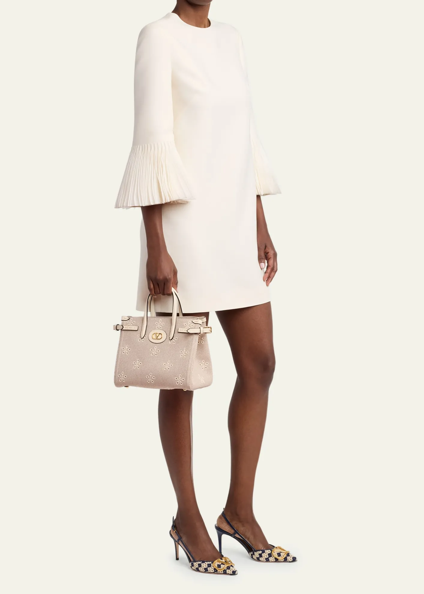 Valentino GaravaniSmall Eyelet-Embroidered Canvas Tote Bag