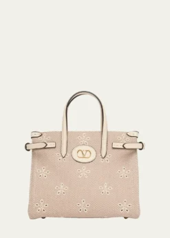 Valentino GaravaniSmall Eyelet-Embroidered Canvas Tote Bag