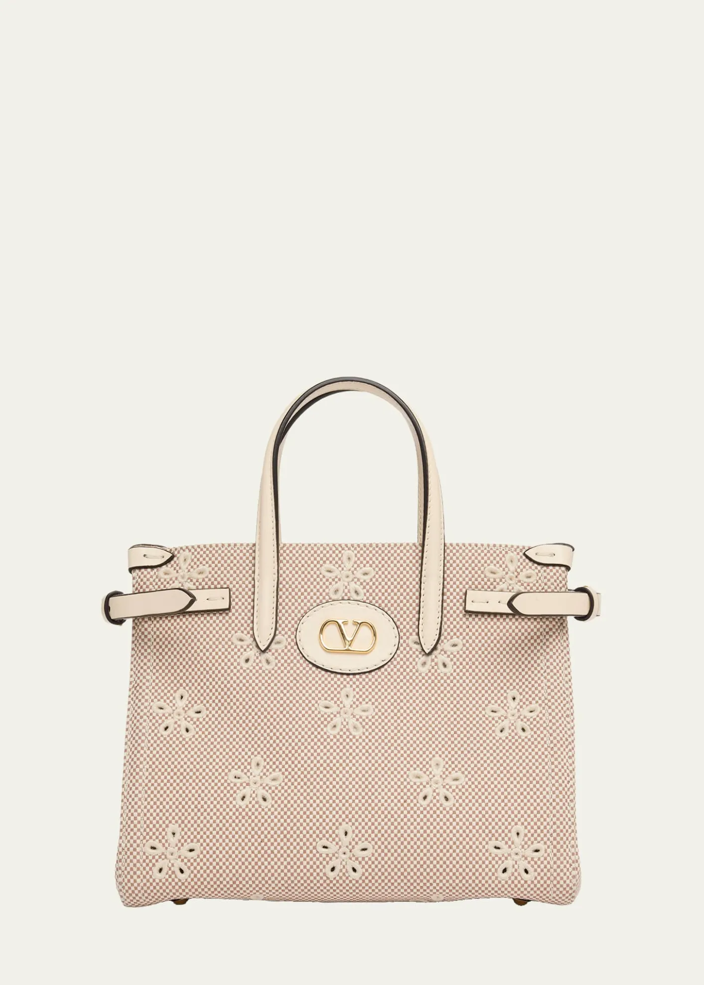 Valentino GaravaniSmall Eyelet-Embroidered Canvas Tote Bag