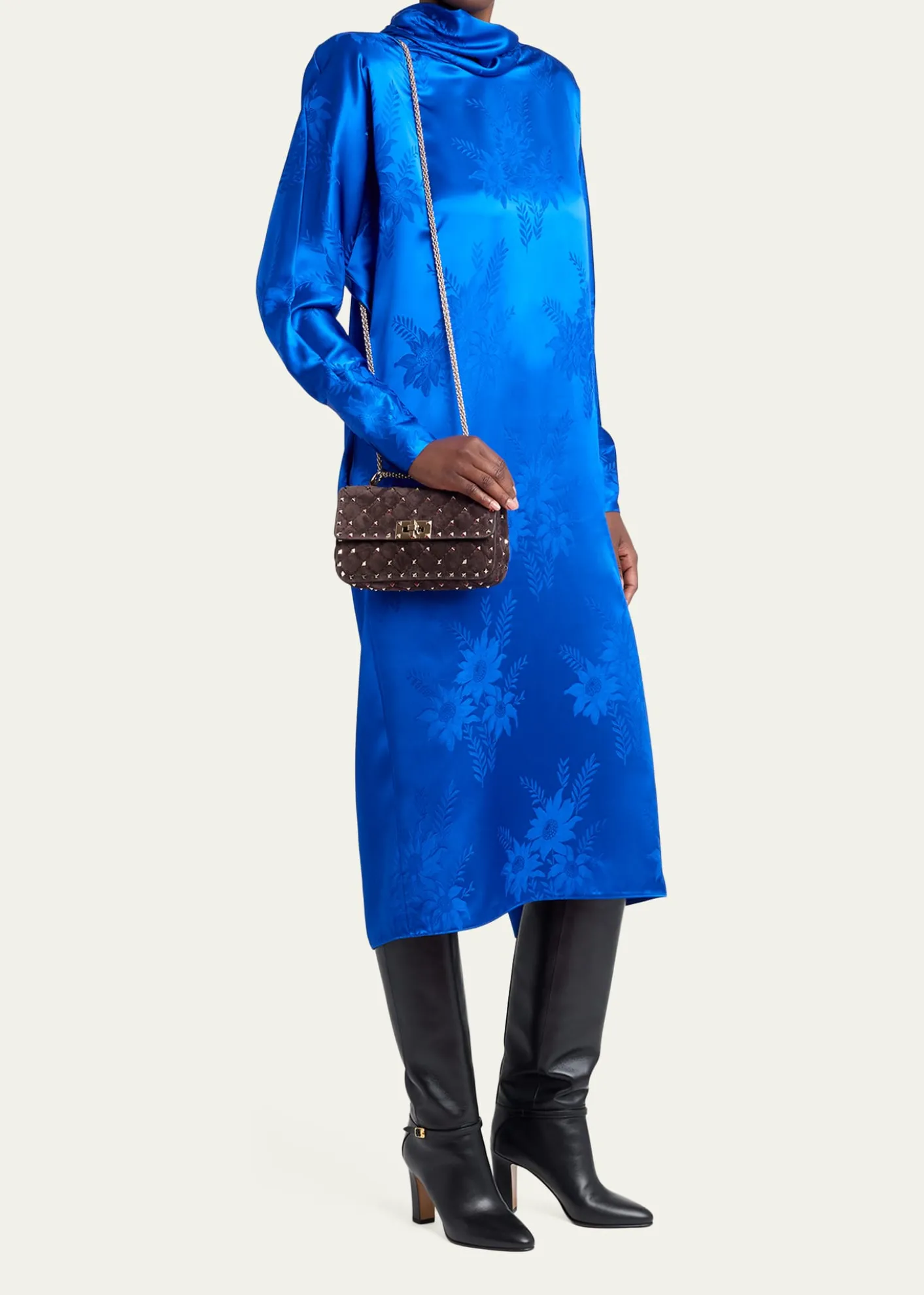 Valentino GaravaniSmall Quilted Rockstud Suede Shoulder Bag